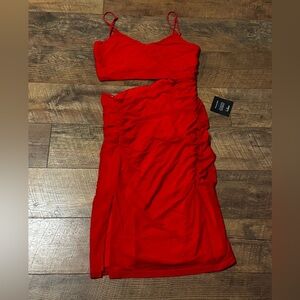 Lulu's Cutout Vibrant Red  Midi Dress